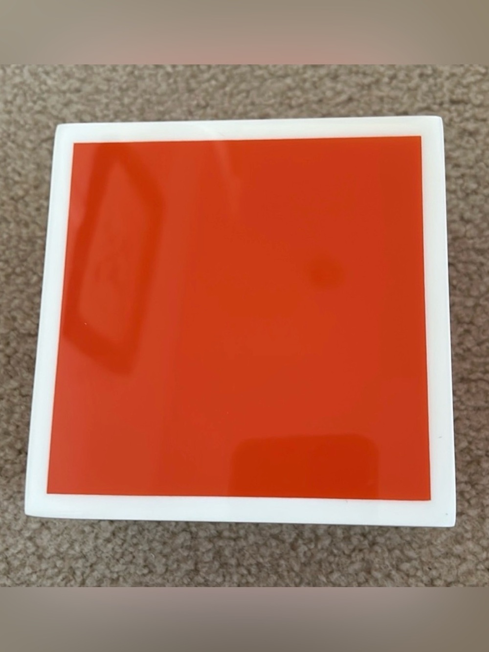 F. Gerald New ~  Orange / White Lacquer Box with Lid Square decor coffee table - Picture 3 of 9